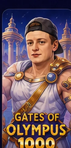 Gates of Olympus 1000 с мультяшным персонажем MELLSTROY